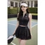 Bộ tập Pickleball nữ, áo bra mút đúc phối chân váy xếp ly tập tennis, pickleball, golf,...QC