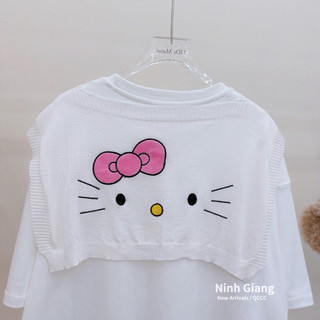 Áo Phông Gấu 13De Marzo Kitty Túi Bèo Kèm Khăn Len QC