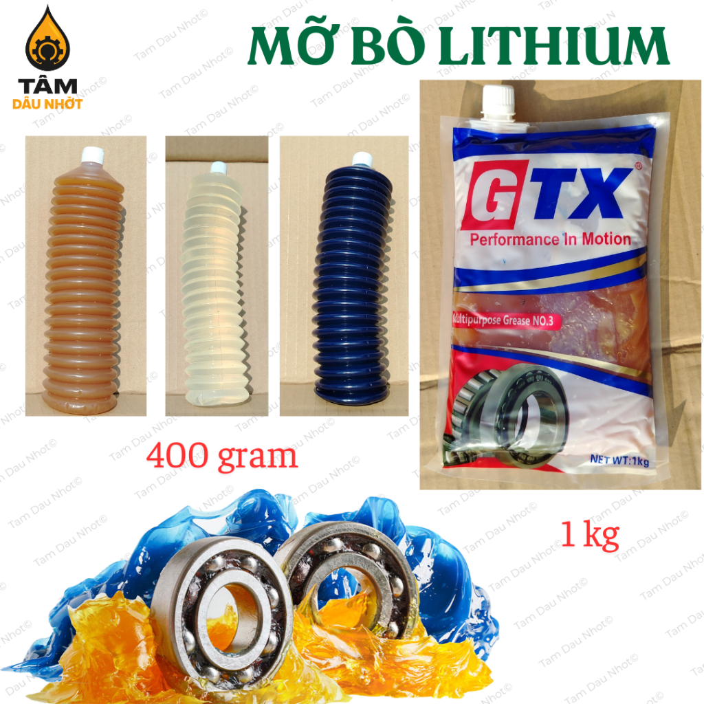 Mỡ sâu, mỡ bò bôi trơn chịu nhiệt đóng chai dạng con sâu Grease Lithium NLGI số 3 - 400g