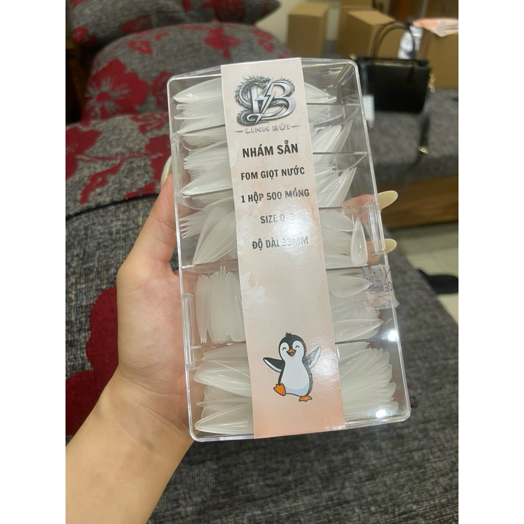 1hộp móng úp nhám JIELIYA nhám sẵn 500 móng full size chính hãng - Linh Bùi
