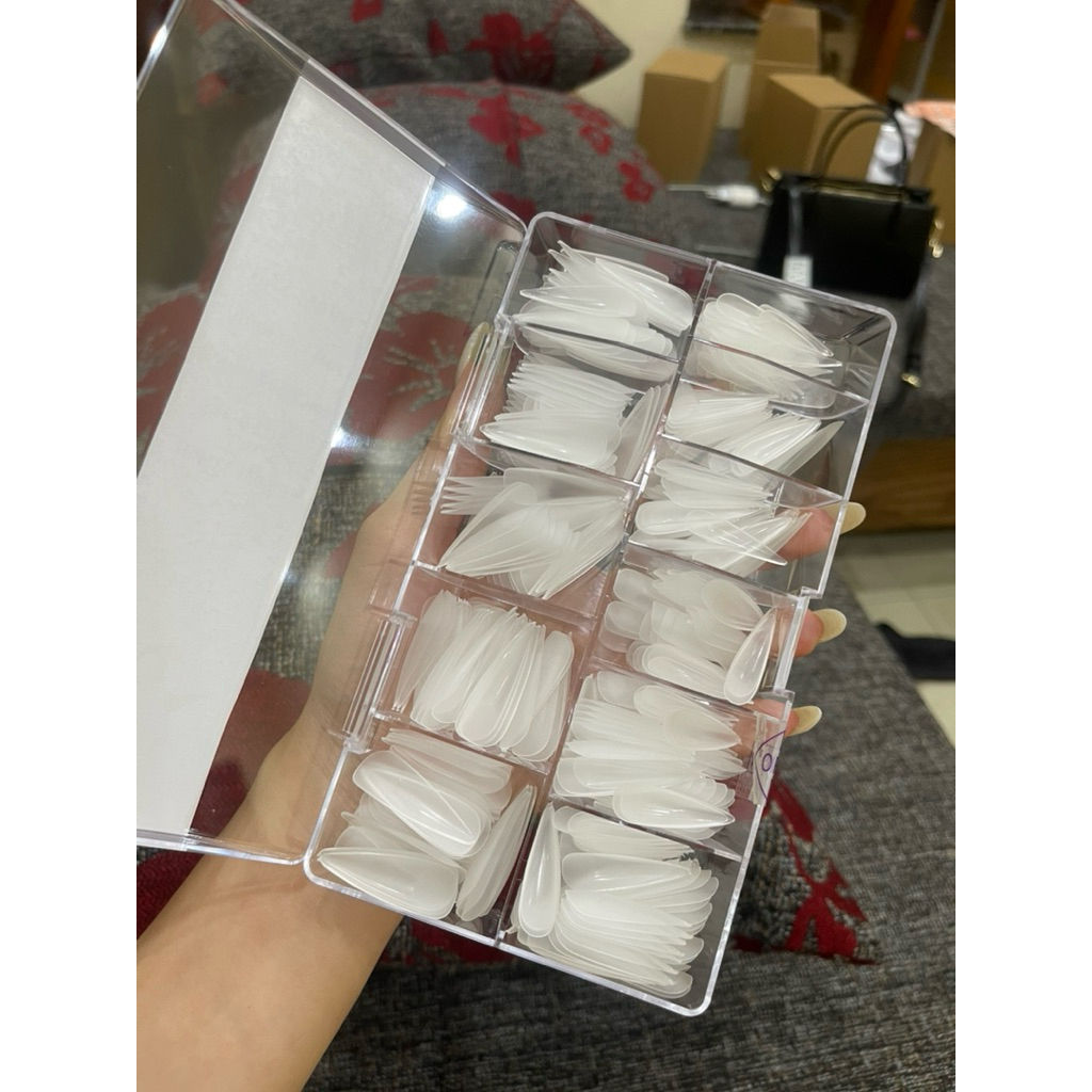 1hộp móng úp nhám JIELIYA nhám sẵn 500 móng full size chính hãng - Linh Bùi