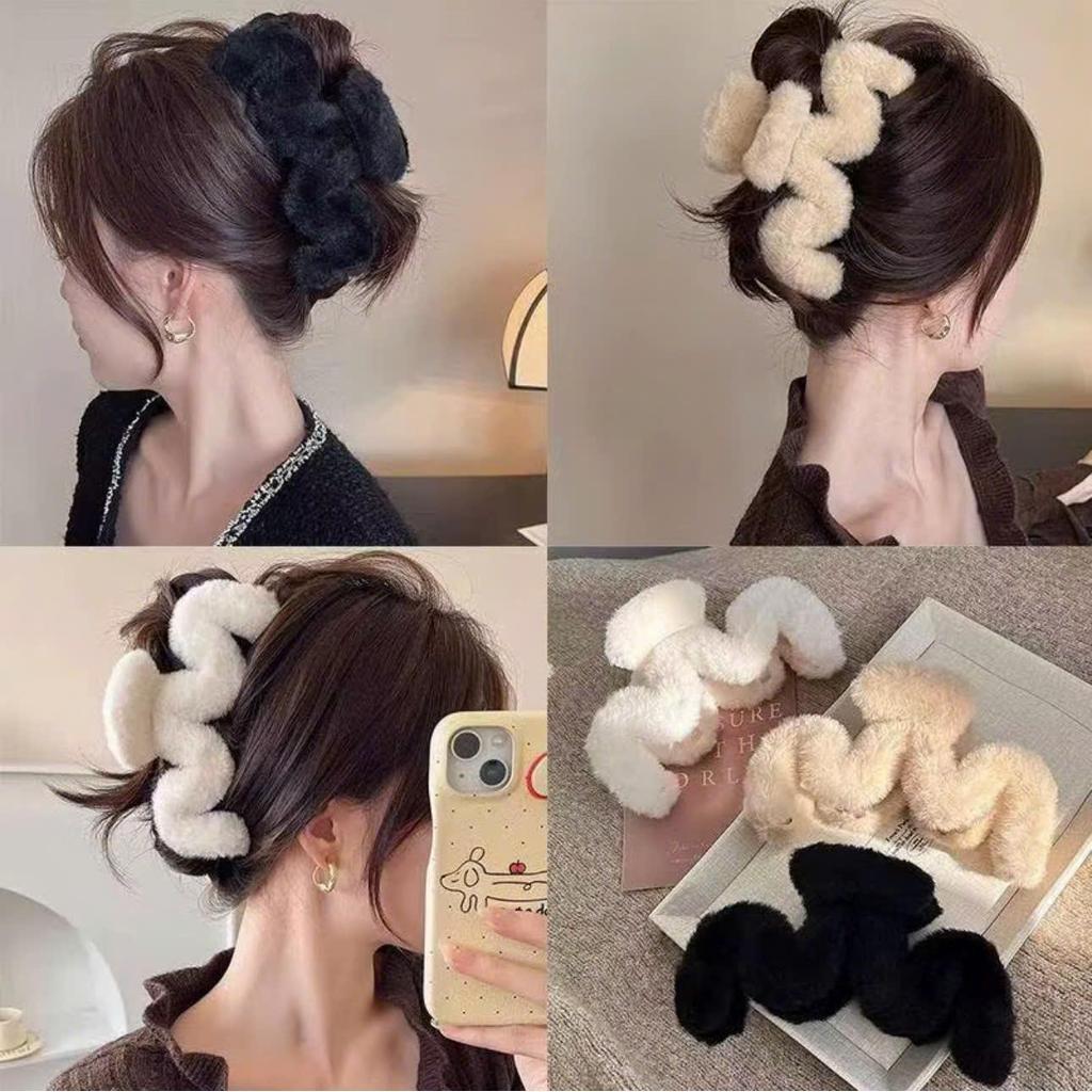 LEZA - Kẹp càng cua lông thỏ. Size to 14cm. Phong cách hàn quốc Trẻ Trung Năng Động