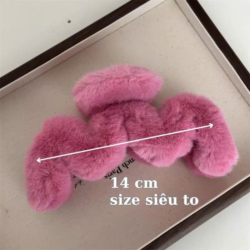 LEZA - Kẹp càng cua lông thỏ. Size to 14cm. Phong cách hàn quốc Trẻ Trung Năng Động
