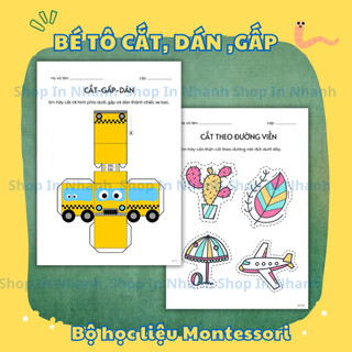 Combo 33 tờ giấy a4 cho bé cắt dán thủ công, đồ chơi paper cut giáo dục sớm phát triển vận động
