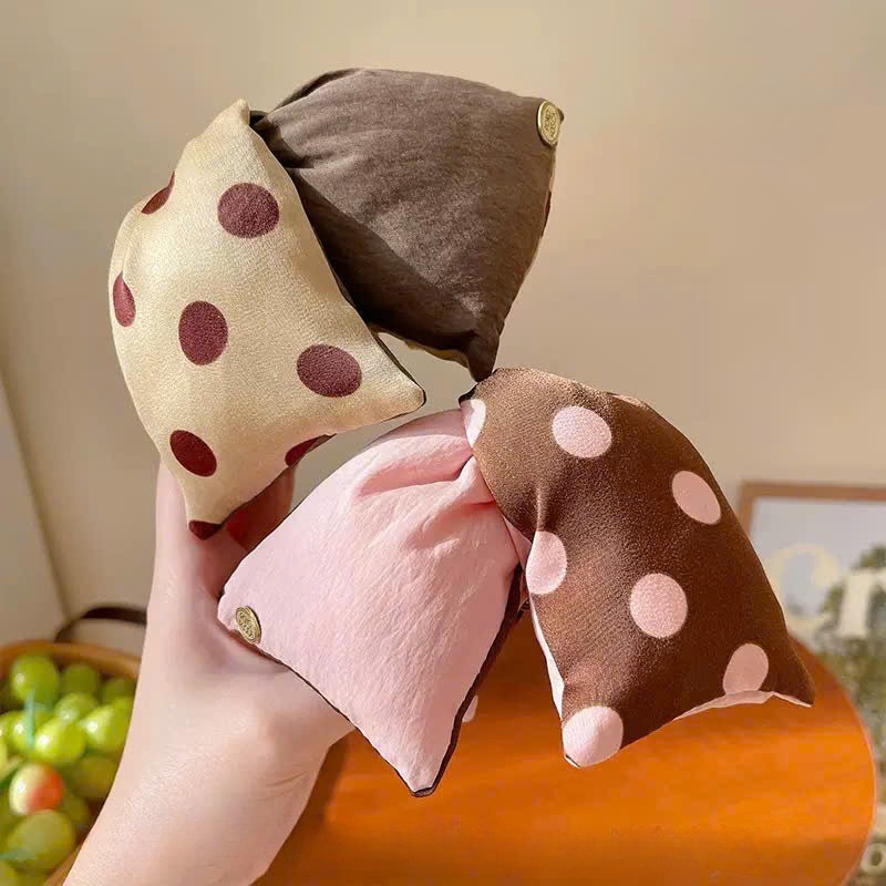 LEZA - Kẹp Tóc Càng Cua Tam Giác Phao Nhồi Bông 13cm Hai Màu Chấm Bi Mẫu Mới Phong Cách Cá Tính Trẻ Trung
