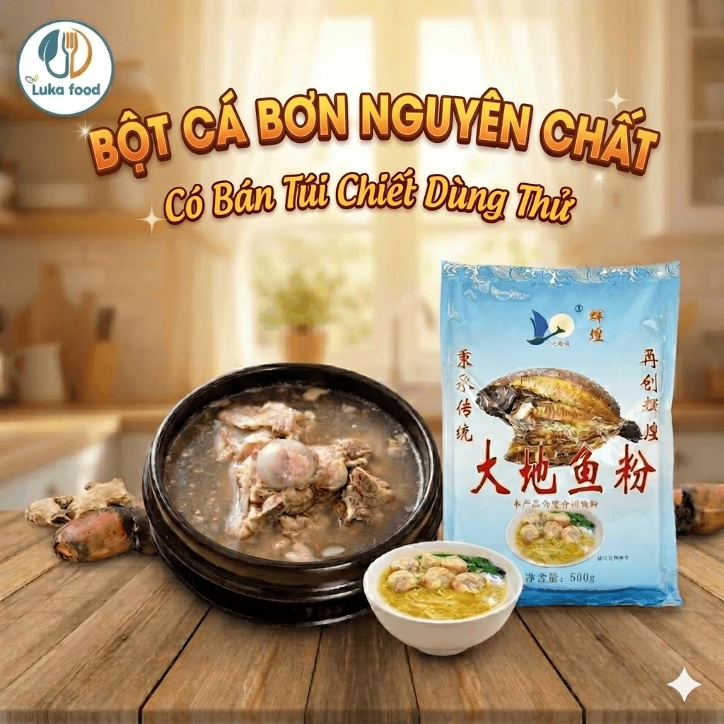 Bột Cá Bơn - Khô Cá Ngộ (Bột Cá Đại Địa) Nguyên Chất 500g - Gia Vị Nấu Nước Lèo Hoành Thánh, Hủ Tiếu Chuẩn Vị Hoa