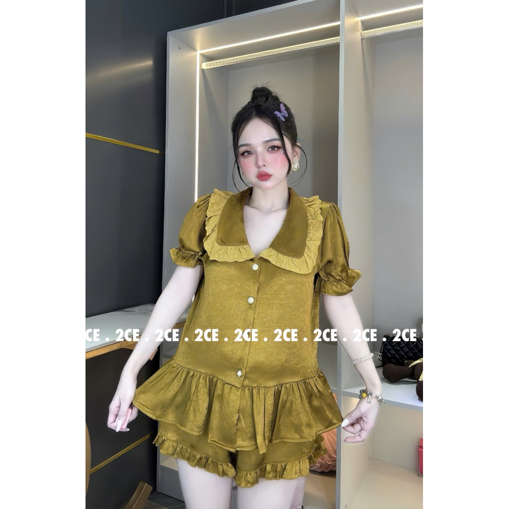 40-65kg bộ đồ tay dài lụa kim cương - set ngủ mặc nhà tiểu thư pijama mềm mịn mát