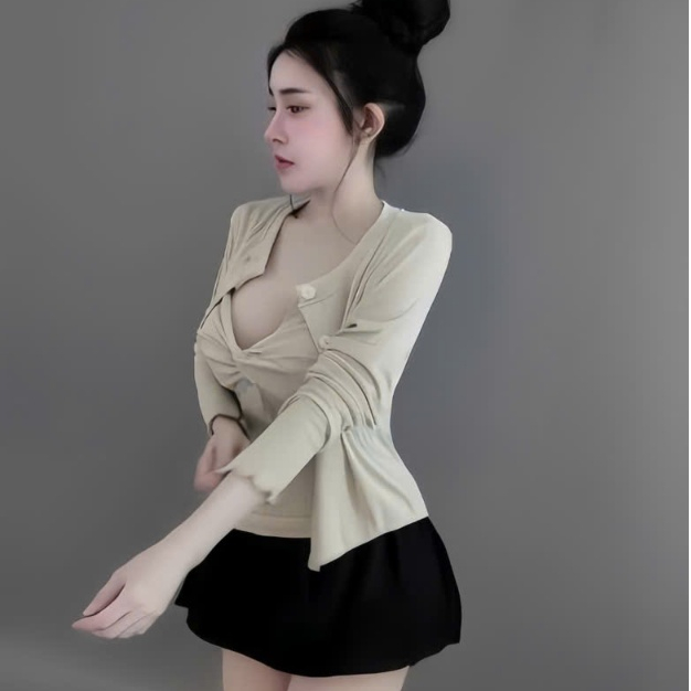Sét áo thun tăm 2 dây kèm khoác phối chân váy kate thiết kế trẻ trung thời trang