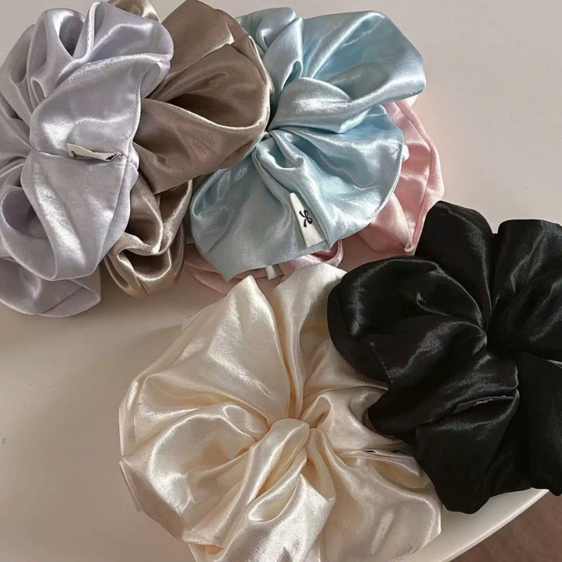 LEZA- Dây Buộc Scrunchies Lụa Satin Cao Cấp 14cm -18cm. Dây Buộc Tóc Phong Cách Pháp Sang Trọng Hàng đẹp 14-18cm