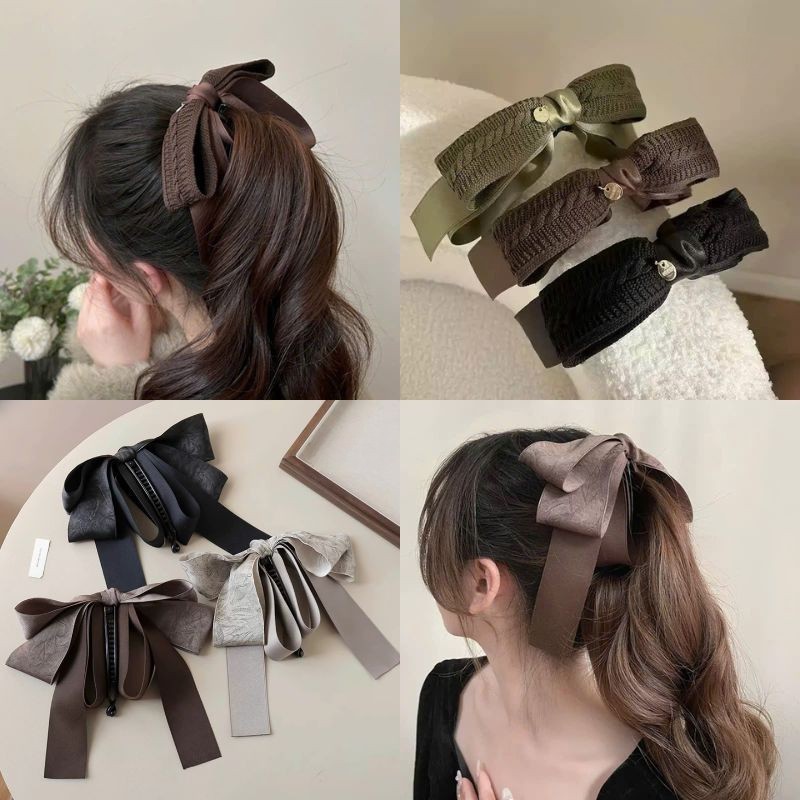 LEZA - Kẹp Dọc, Kẹp Chuối Thiết Kế Nơ To. Kẹp Dọc Dành Cho Tóc Vừa Đến Dày.