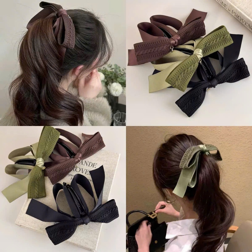 LEZA - Kẹp Dọc, Kẹp Chuối Thiết Kế Nơ To. Kẹp Dọc Dành Cho Tóc Vừa Đến Dày.