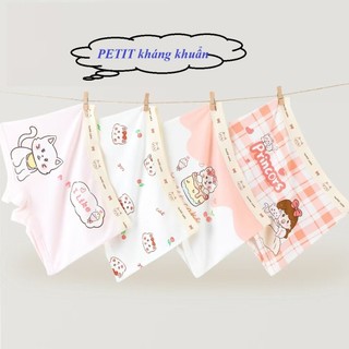 [P07 Thun Petit Mèo sọc cam] Combo 4 quần chip đùi bé gái thun lạnh Petit kháng khuẩn 10A, quần lót bé gái cao cấp