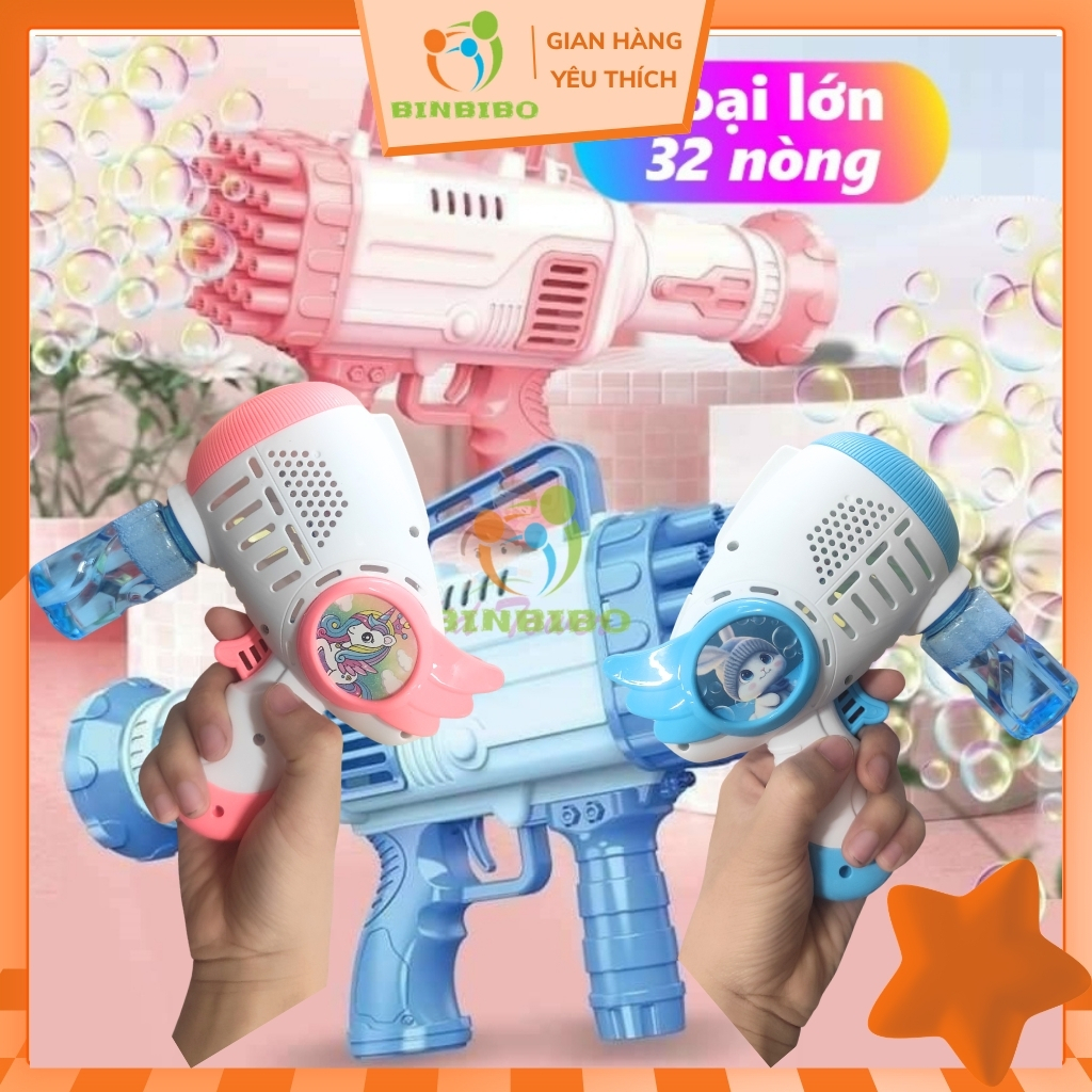 Súng Bắn Bong Bóng Xà Phòng Cho Bé Tự Động – Đồ Chơi Bong Bóng Ngoài Trời Vui Nhộn, An Toàn Cho Trẻ Em - Binbibo