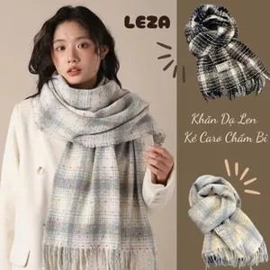 LEZA - Khăn quàng cổ kẻ Caro ,Khăn len choàng cổ giữ ấm mùa đông, phong cách Hàn Quốc dùng cả nam nữ
