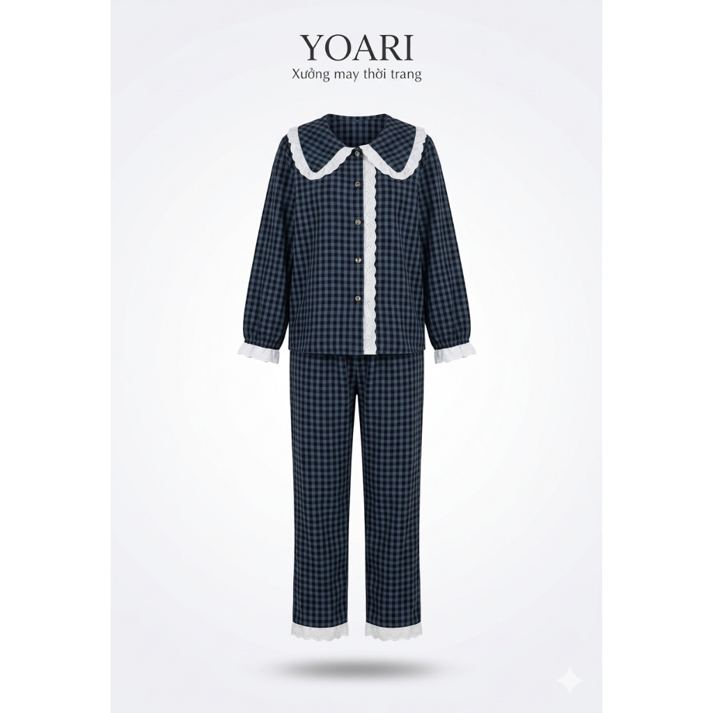 Pyjama YAORI dài tay phối viền bèo hot trend size từ 35-65kg