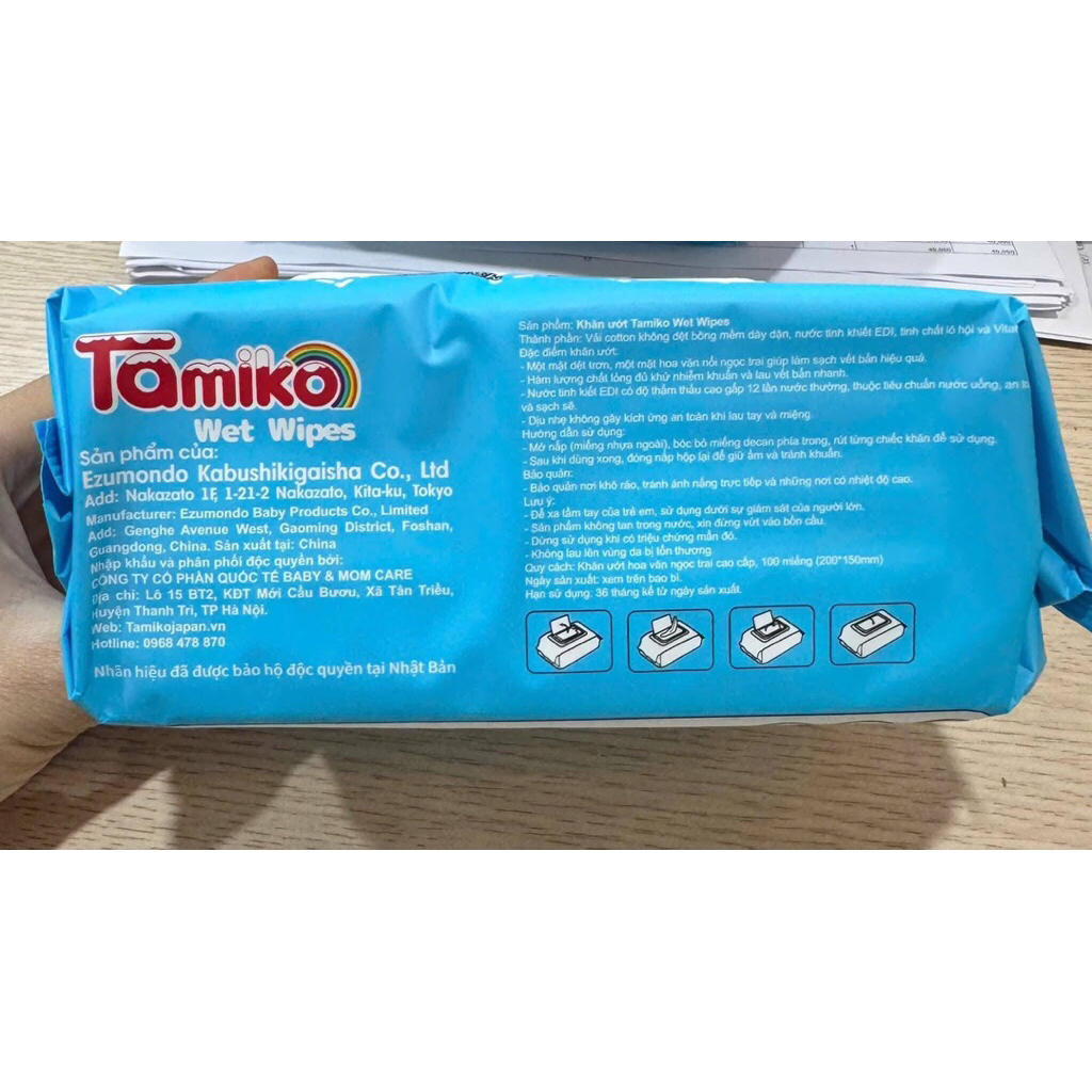 Khăn Ướt Tamiko 100 Tờ Không mùi– Khăn Giấy Ướt Cho Bé Mềm Mịn, An Toàn, Không Kích Ứng