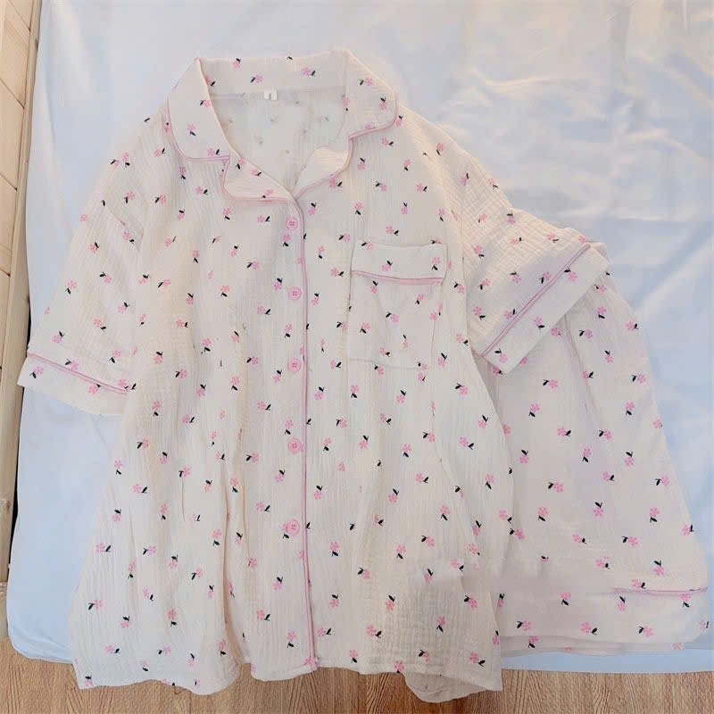 Bộ Ngủ Nữ Hàng Cao Cấp, Set Pyjama Tay Dài Vải Đũi Mây, Nhiều Màu Pastel Hoạ Tiết Dễ Thương