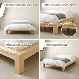 Giường Pallet Cao 30cm Pallet Gỗ Giường Gấp Gọn, Giường Ngủ Gỗ Tự Nhiên Lắp Ráp 1m6x2m 1m8x2m