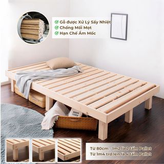 Giường Pallet Cao 30cm Pallet Gỗ Giường Gấp Gọn, Giường Ngủ Gỗ Tự Nhiên Lắp Ráp 1m6x2m 1m8x2m