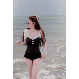 Set Bộ Jumpsuit Bikini Đi Biển Ren Viền Dây Kieutrangne