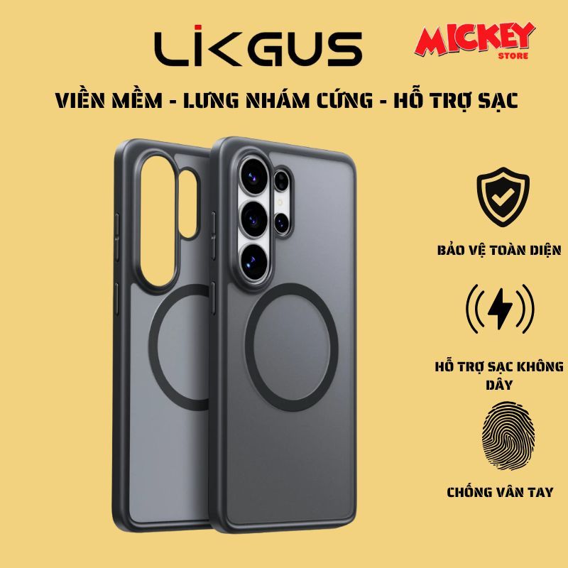 Ốp Likgus Matte Lưng Nhám Viền Dẻo Chống Sốc Hỗ Trợ Sạc Không Dây Magnetic Cho Samsung S26Ultra