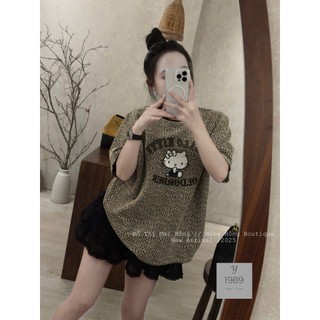 Áo Thun Nữ Da Báo Kitty Form Rộng QCCC Cao Cấp