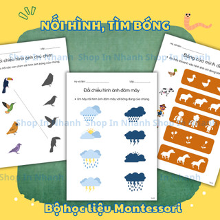 Set 29 tờ a4 trò chơi nối hình tìm bóng cho bé phát triển tư duy