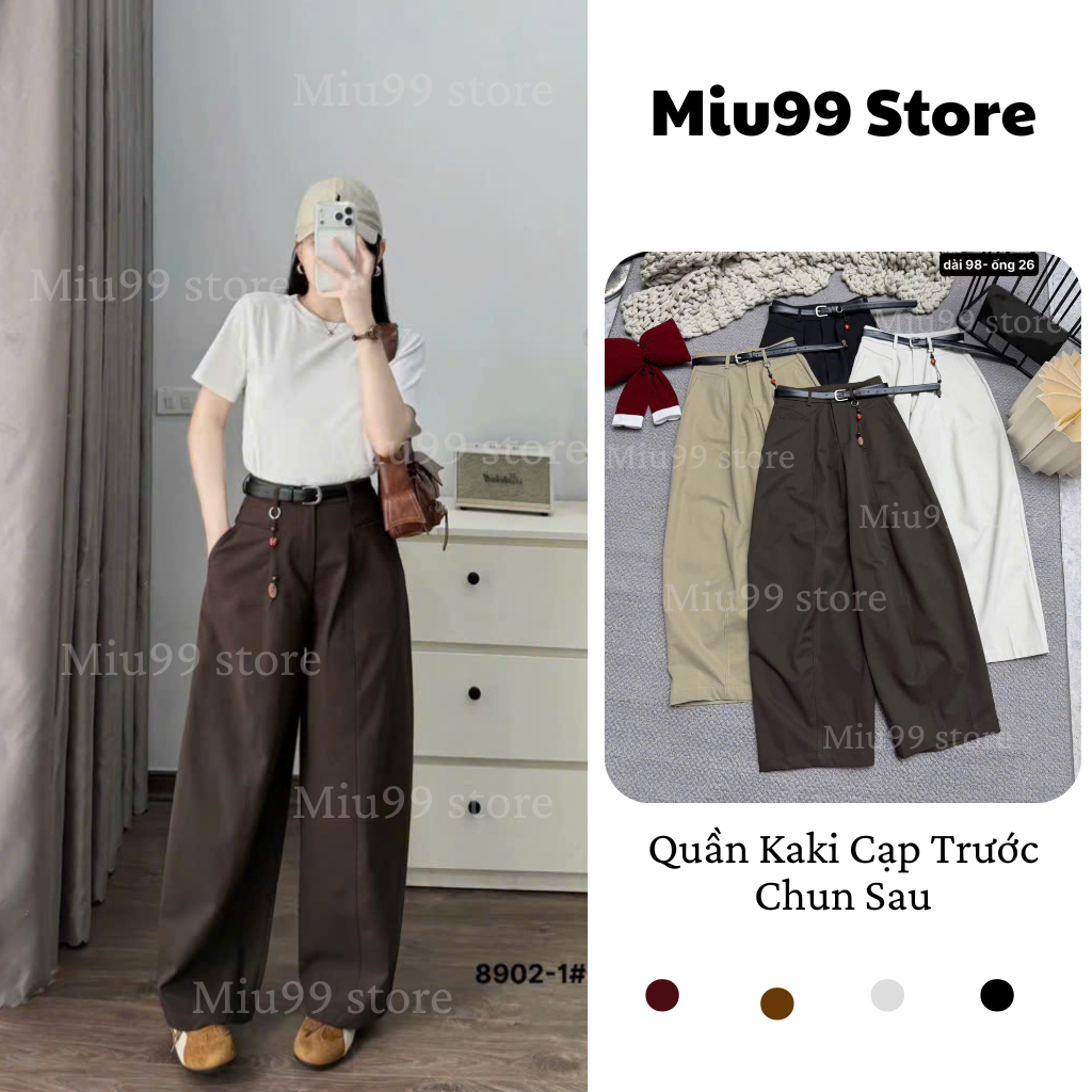 (Mẫu Mới) Quần Kaki Ống Suông Chất Kaki Mềm Cạp Trước Chun Sau Tạo Cảm Giác Thoải Mái