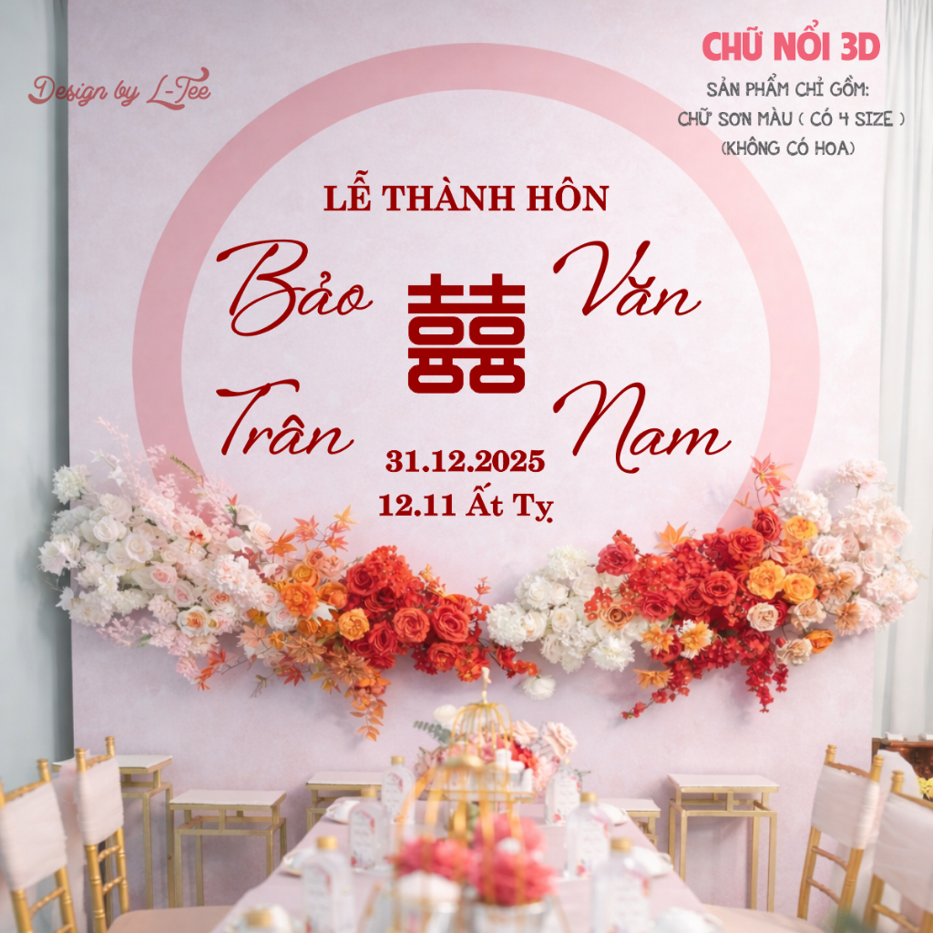 CẦN GẤP VẪN CÓ - IN TÊN THEO YÊU CẦU - Bộ Tên Đám Cưới DÁN TƯỜNG Theo Yêu Cầu