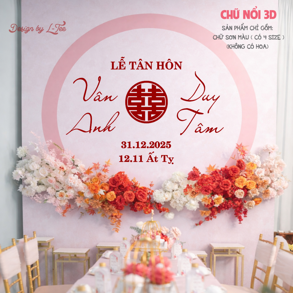 CẦN GẤP VẪN CÓ - IN TÊN THEO YÊU CẦU - Bộ Tên Đám Cưới DÁN TƯỜNG Theo Yêu Cầu