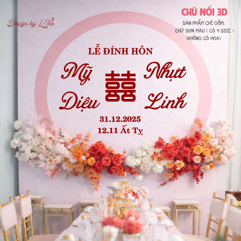 CẦN GẤP VẪN CÓ - IN TÊN THEO YÊU CẦU - Bộ Tên Đám Cưới DÁN TƯỜNG Theo Yêu Cầu