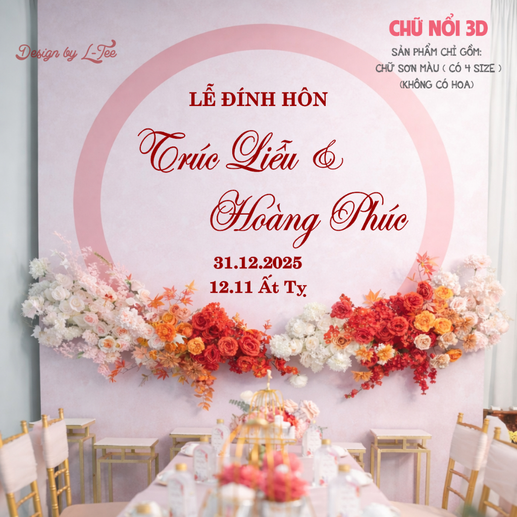 CẦN GẤP VẪN CÓ - IN TÊN THEO YÊU CẦU - Bộ Tên Đám Cưới DÁN TƯỜNG Theo Yêu Cầu