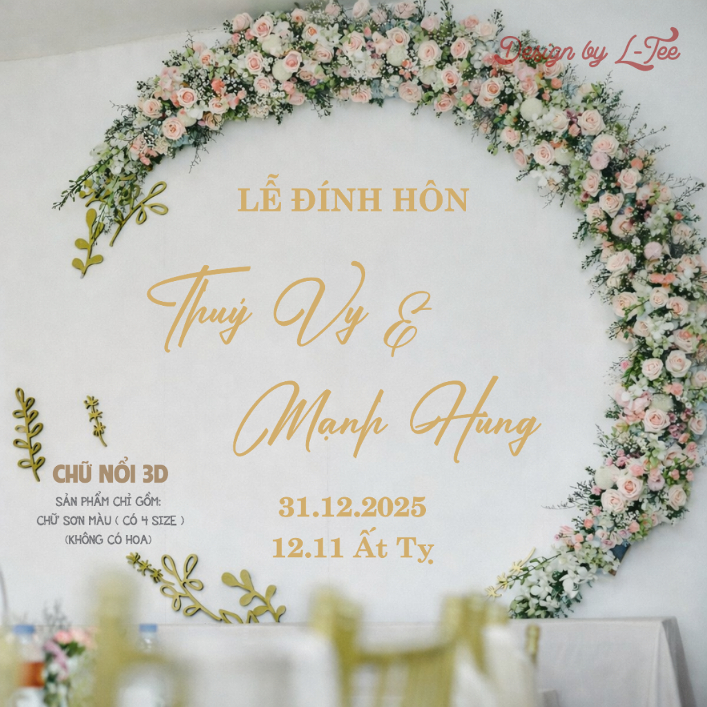 CẦN GẤP VẪN CÓ - IN TÊN THEO YÊU CẦU - Bộ Tên Đám Cưới DÁN TƯỜNG Theo Yêu Cầu