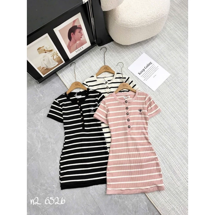 Váy ôm body kẻ sọc dáng ngắn tôn dáng, đầm body co giãn ôm sát sexy trẻ trung
