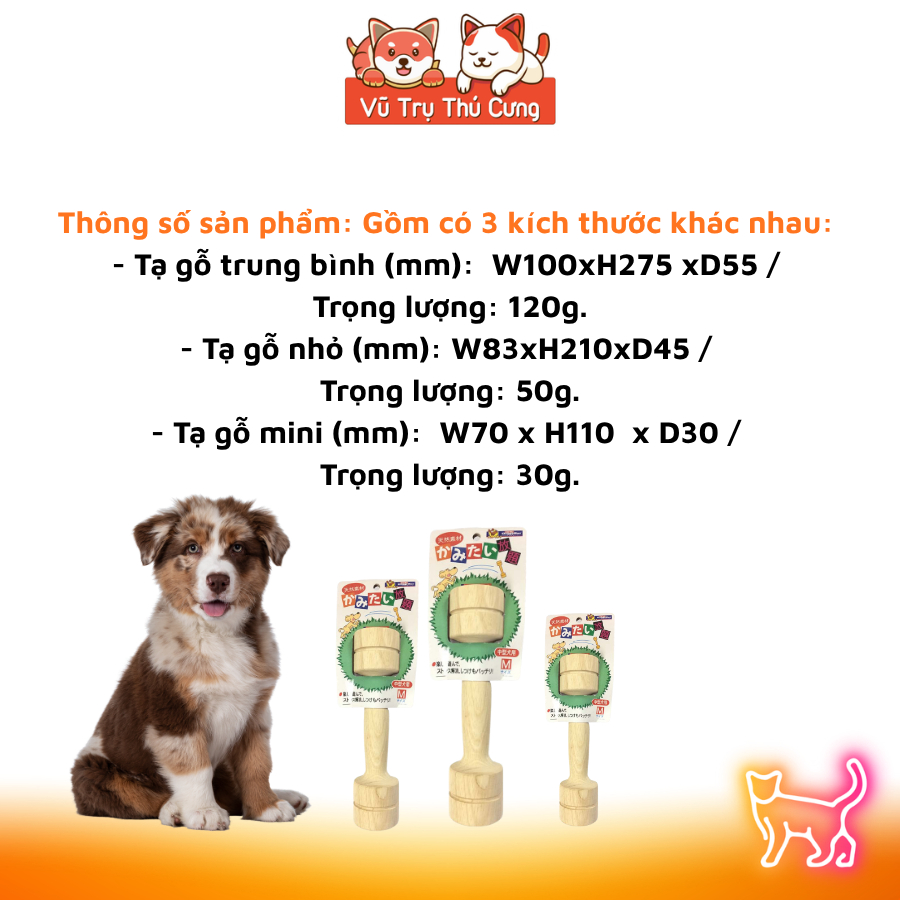 Đồ Chơi Xương Tạ Gỗ Cho Thú Cưng Gặm Sạch Răng DoggyMan