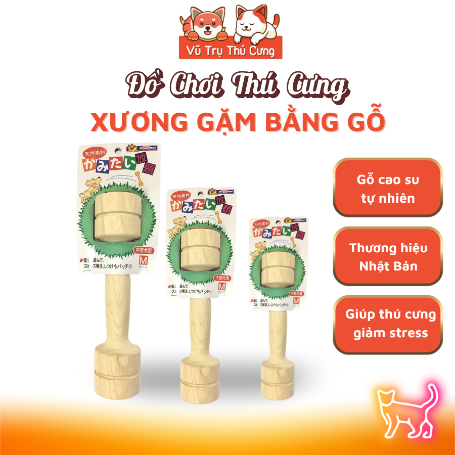Đồ Chơi Xương Tạ Gỗ Cho Thú Cưng Gặm Sạch Răng DoggyMan