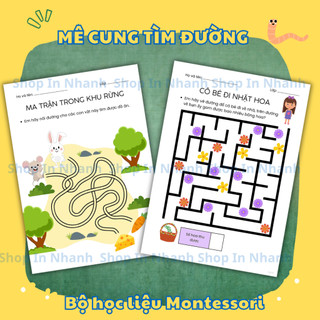 Set 34 tờ a4 trò chơi mê cung cho bé 3-7 tuổi, phát triển tư duy