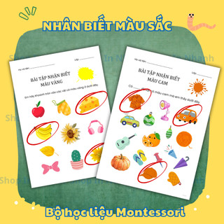 Set 23 tờ a4 cho bé nhận biết màu sắc, phát triển tư duy