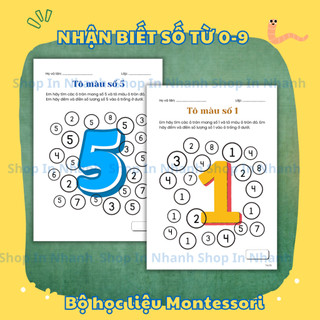 11 tờ A4 giúp bé nhận biết số từ 0-9, phát triển tư duy, ghi nhớ số