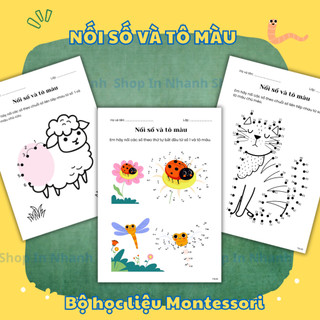 Set 44 tờ a4 nối số tô màu nhiều chủ đề cho bé, vừa học vừa chơi