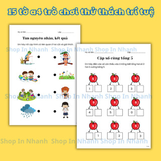 15 tờ a4 trò chơi thử thách trí tuệ dành cho bé vừa học vừa chơi rèn luyện tư duy logic