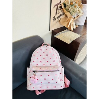 (Tặng Móc Khóa) Quai To Balo Nơ Tim đi học nữ thời trang size40 vừa A4 laptop đi chơi du lịch tiện dụng BL09