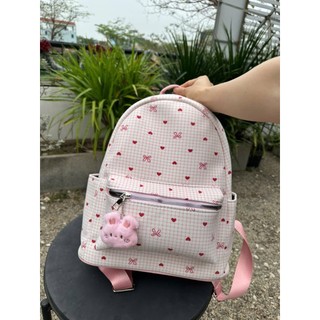 (Tặng Móc Khóa) Quai To Balo Nơ Tim đi học nữ thời trang size40 vừa A4 laptop đi chơi du lịch tiện dụng BL09