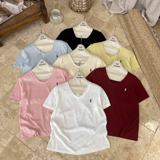 Áo thun giấy cổ tim cắt ngựa mềm mỏng