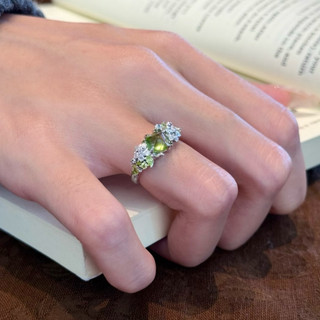 (l.G 1.340) Có Sẵn Nhẫn Bạc Peridot S925 Công Chúa-Sunday