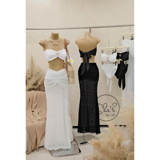 Set Bikini Cài Sao Biển Kèm Chân Váy Ren Nhún Chuẩn She’s