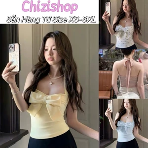 ÁO KIỂU YẾM CỘT NƠ - áo sẵn mút có mút, áo yếm dây cột cổ chất borip mềm, dễ thương, trẻ trung, phù hợp mùa hè