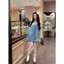 Đầm 2 dây jeans giả cạp khuy