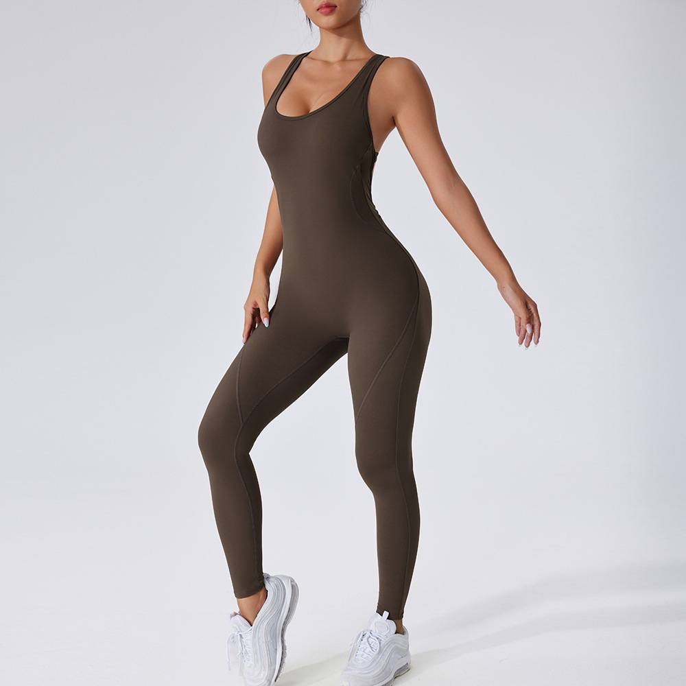 Áo liền quần nữ phong cách Âu Mỹ hở lưng quyến rũ khô nhanh tập gym yoga nhiều màu