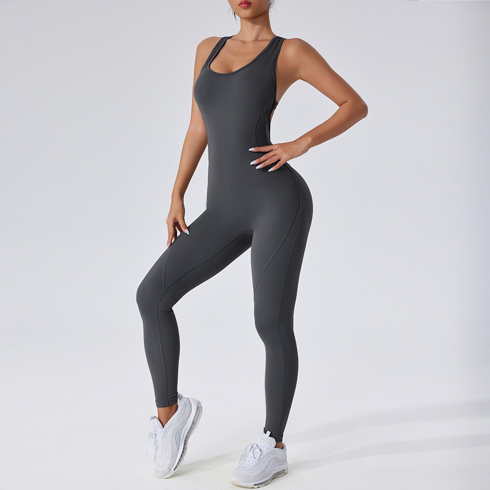 Áo liền quần nữ phong cách Âu Mỹ hở lưng quyến rũ khô nhanh tập gym yoga nhiều màu